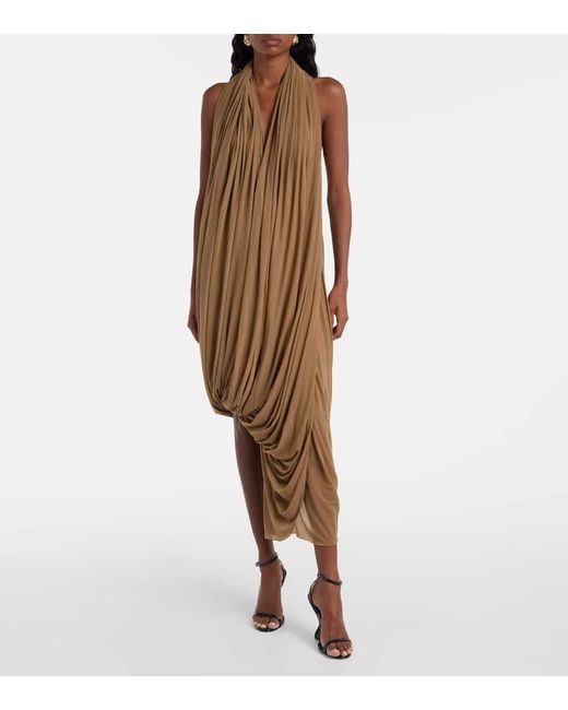 Vestido De Coctel Drapeado Con Espalda Abierta Magda Butrym de color Brown