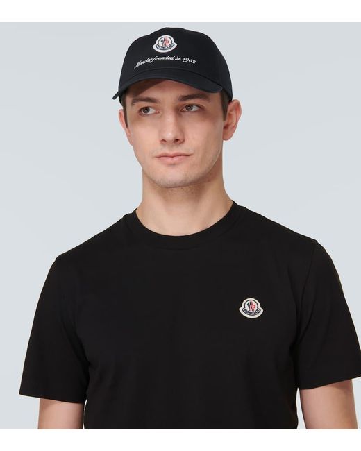 Gorra de algodon con logo Moncler de hombre de color Black