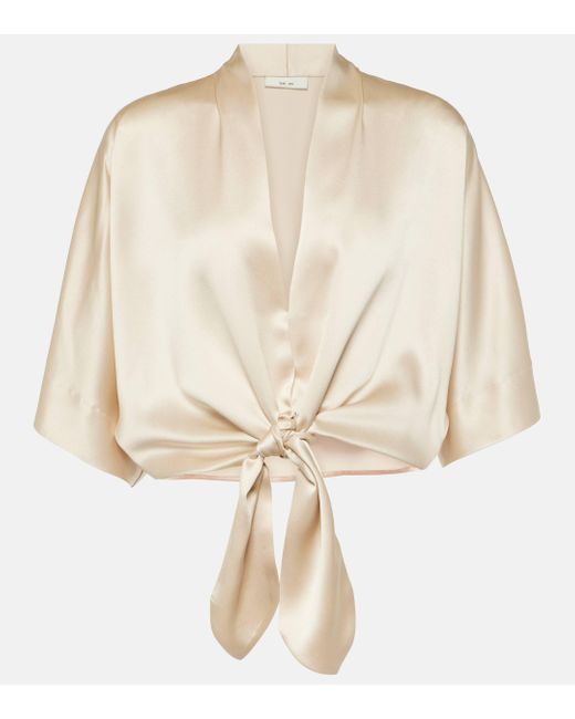 The Sei Natural Tie-front Silk Charmeuse Top
