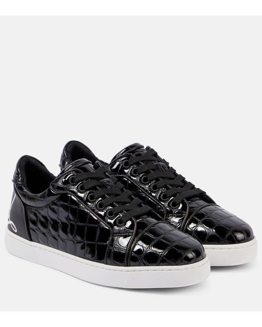 Christian Louboutin Black Fun Vieira Leather Low-Top Trainers
