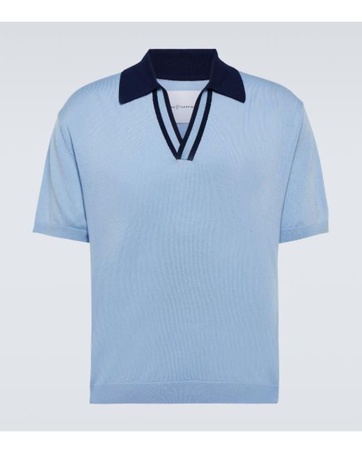 King & Tuckfield Blue Wool Polo Shirt for men