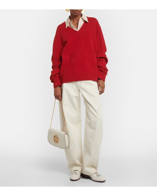 Tory Burch Red Wool-Blend Sweater