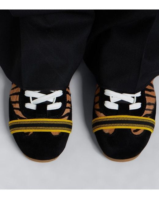 Fendi Black Wrap Suede-Trimmed Calf Hair Sneakers