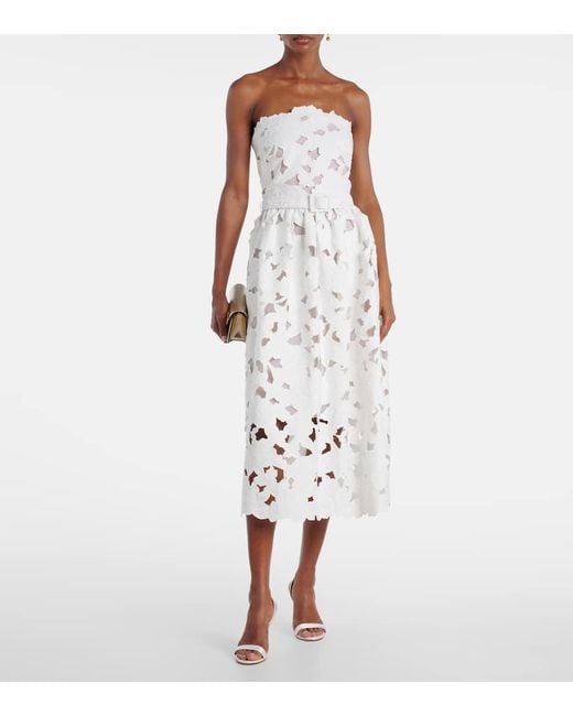 Oscar de la Renta White Lace Bustier Dress