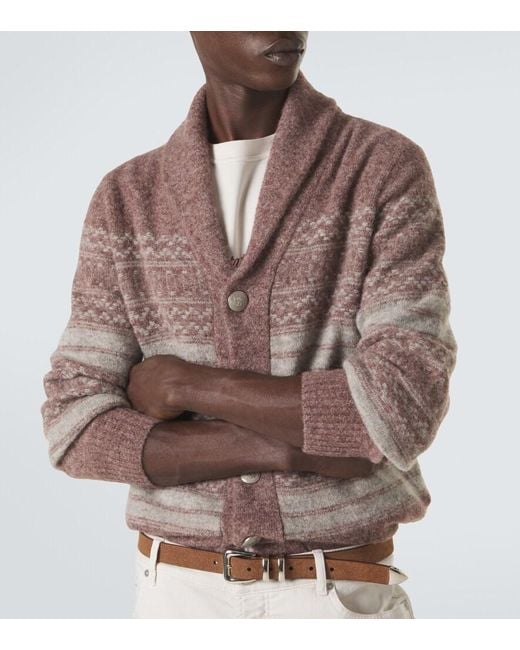 Brunello Cucinelli Brown Alpaca, Cashmere, And Wool-Blend Cardigan for men