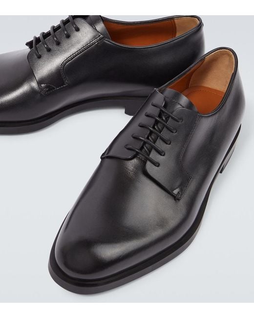Zegna Black New Classic Flex Leather Derby Shoes for men