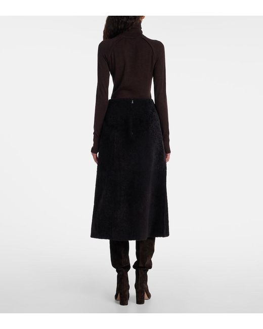 Yves Salomon Black Shearling Maxi Skirt