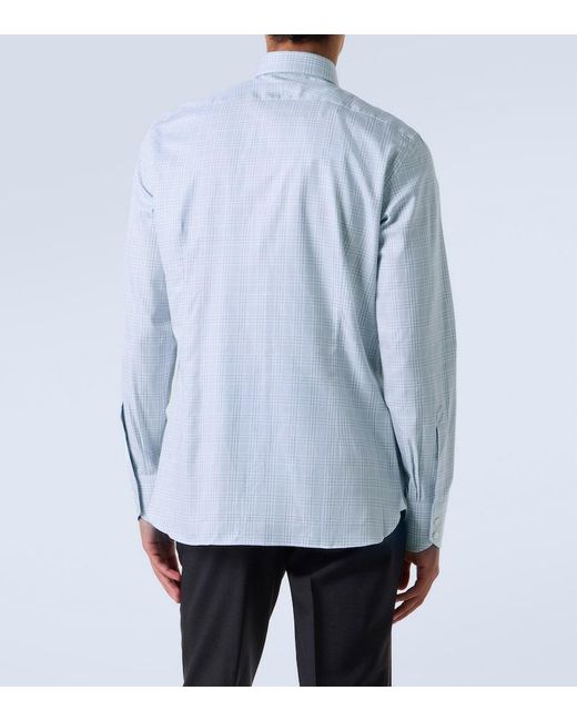 Tom Ford Blue Checked Cotton Shirt for men