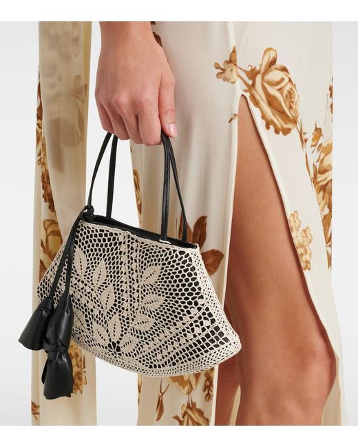 Magda Butrym Black Maya Small Crochet Leather-Trimmed Shoulder Bag