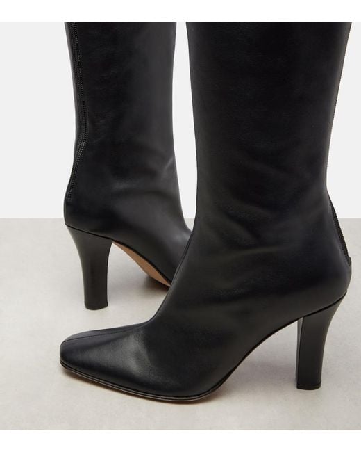 The Row Black Mona Leather Knee-High Boots