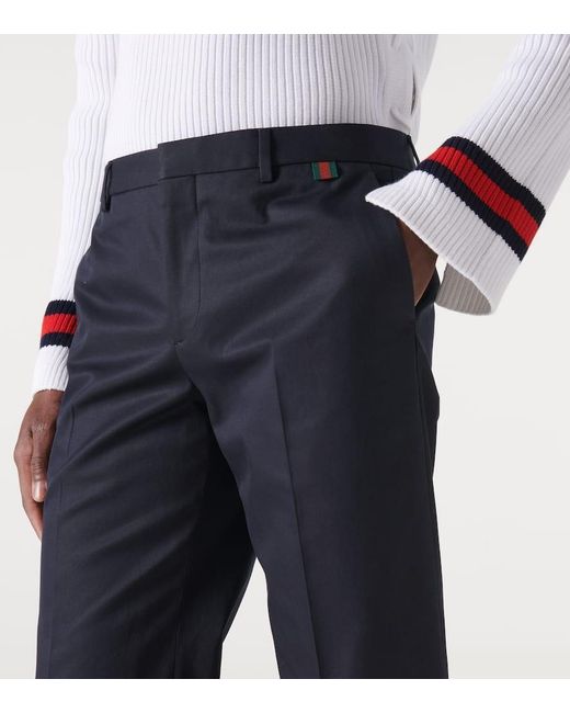 Pantalones rectos de sarga de algodon Gucci de hombre de color Blue