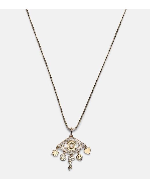 Sydney Evan White Evil Eye 14Kt Necklace With Diamonds