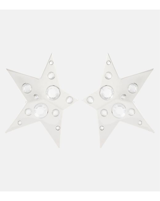 Area White Crystal Star Earrings