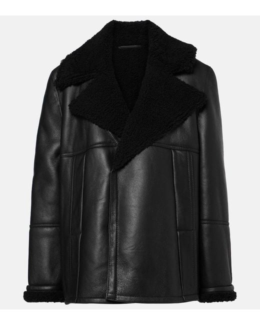 Victoria Beckham Black Leather And Shearling Jacket