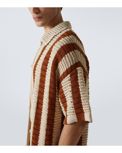 Orlebar Brown Brown Thomas Crochet Cotton Bowling Shirt for men