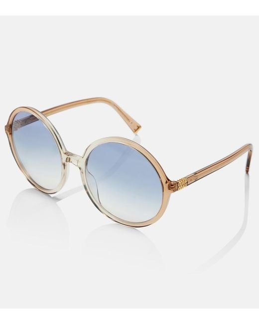 Miu Miu Blue Logo Round Sunglasses