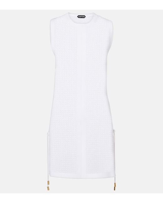 Tom Ford White Open-Knit Minidress
