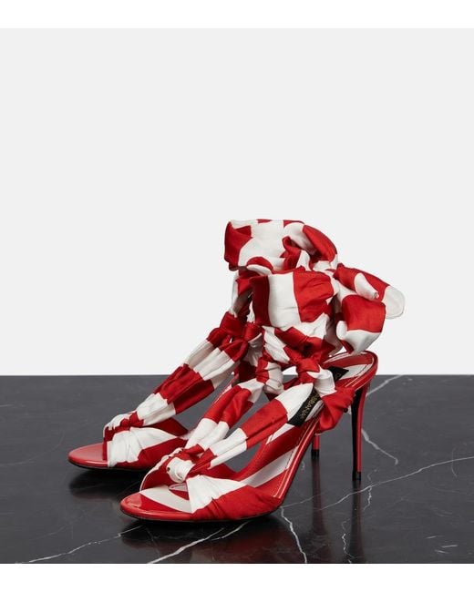Dolce & Gabbana Red Portofino 105 Striped Sandals