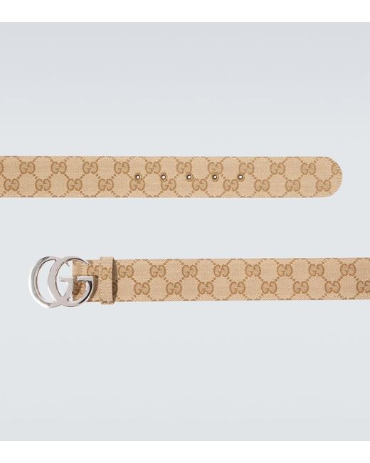Gucci Brown Flat Marmont Gg Canvas Belt for men
