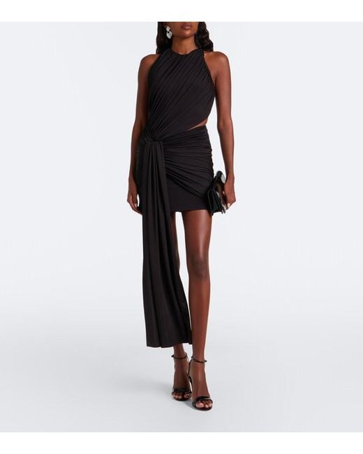 David Koma Black Cutout Draped Minidress