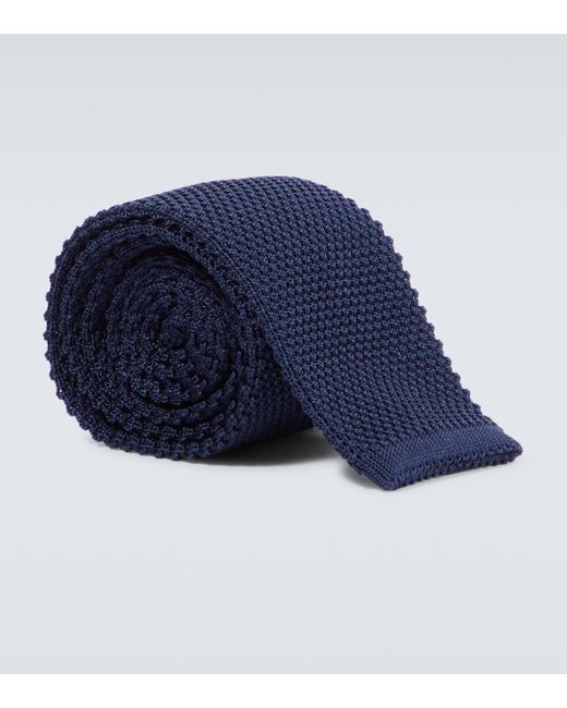 Brunello Cucinelli Blue Silk Tie for men