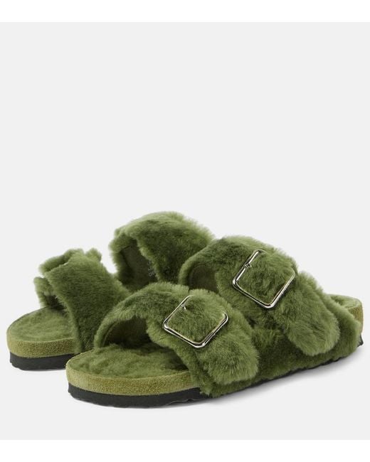 Birkenstock Green Arizona Shearling Sandals