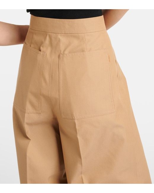 Pantalones anchos Corte de algodon Max Mara de color Natural