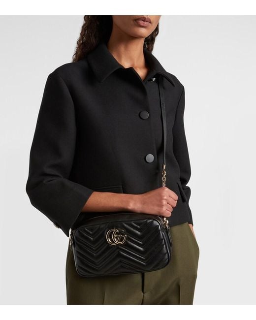 Gucci Black Gg Marmont Small Leather Crossbody Bag