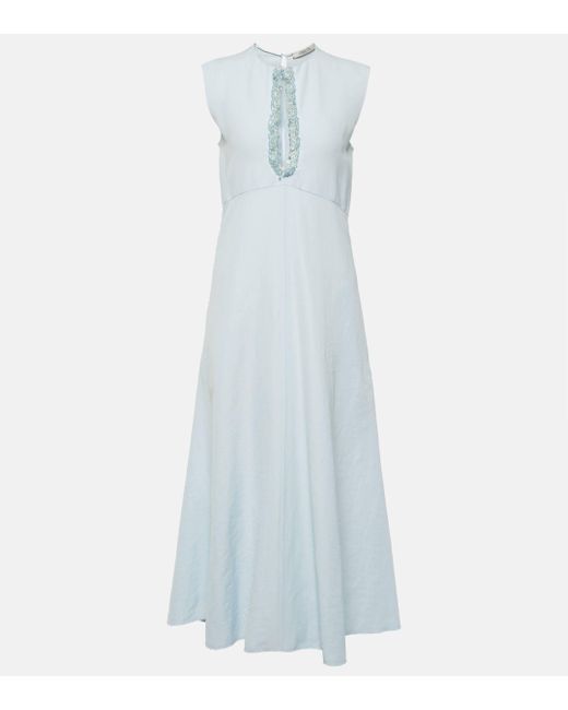 Dorothee Schumacher Blue Summer Cruise Embellished Midi Dress