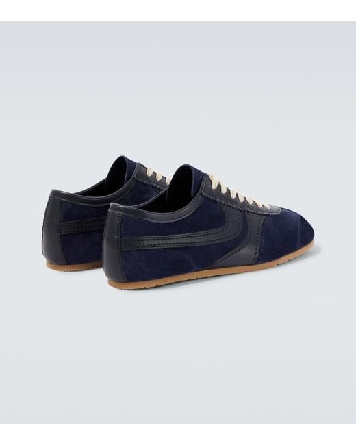 Dries Van Noten Blue Leather-Trimmed Suede Sneakers for men
