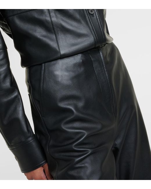 Totême  Black High-rise Leather Wide-leg Pants