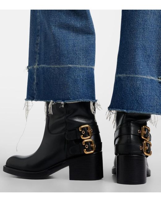 Chloé Black Dakota Leather Biker Boots