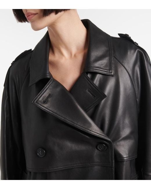 Totême Black Oversized Leather Jacket