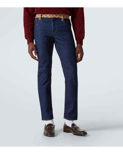 Jean Tapered Gg A Taille Mi-Haute Gucci pour homme en coloris Blue