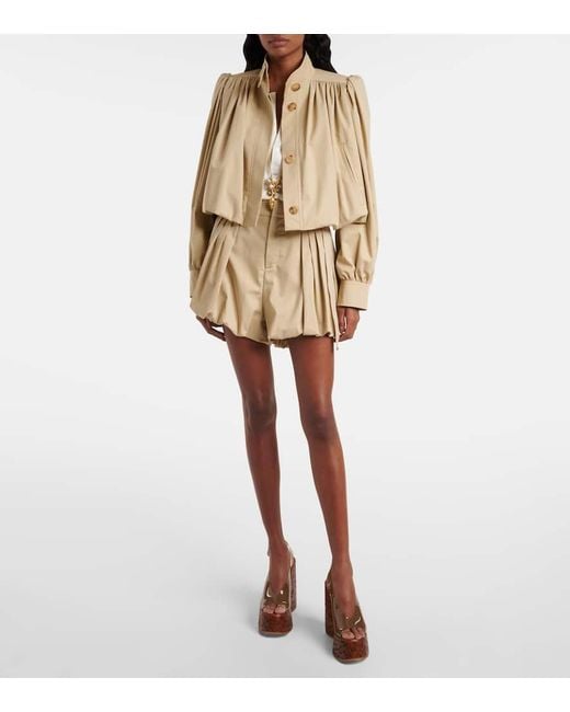 Chloé Natural Cotton Gabardine Shorts