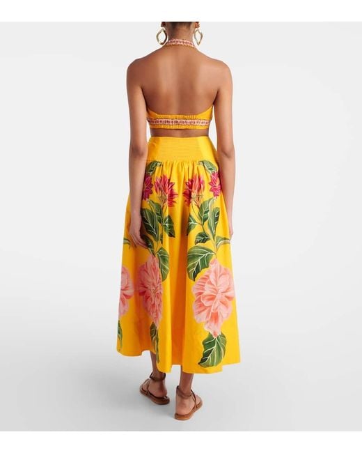 Jupe Midi Spring Amakeret En Coton A Fleurs Farm Rio en coloris Yellow