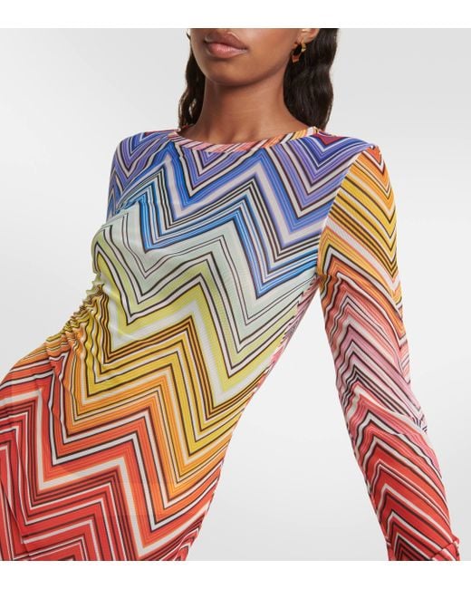 Missoni Multicolor Zig Zag Tulle Minidress