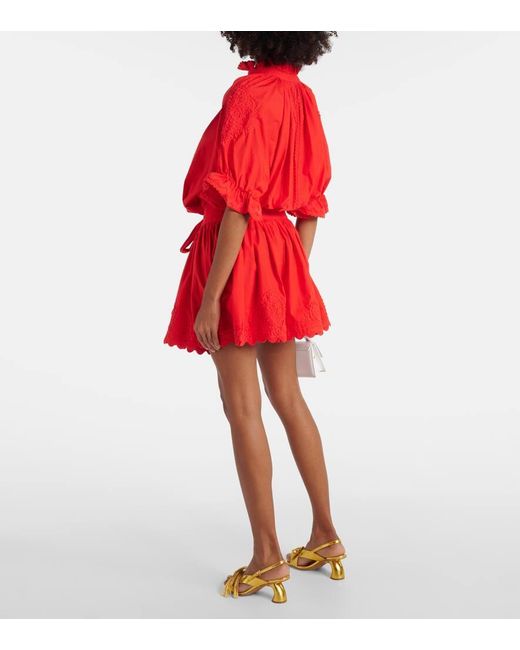 Juliet Dunn Red Hemdblusenkleid aus Baumwollpopeline
