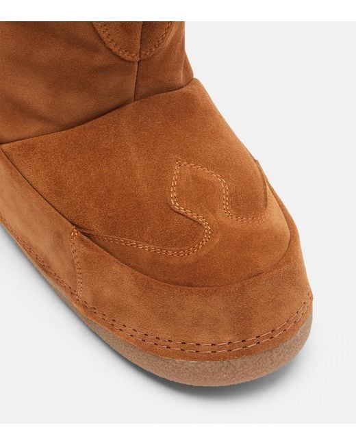 Inuikii Brown Cowboy Embroidered Suede Snow Boots