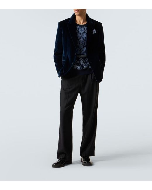 Etro Blue Cotton Velvet Blazer for men