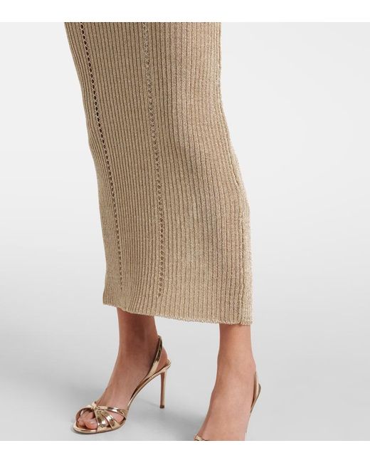 Self-Portrait Natural Lame Maxi Dress