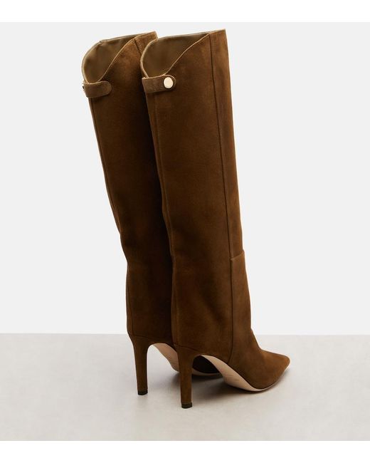 Jimmy Choo Brown Alizze 85 Suede Knee-High Boots