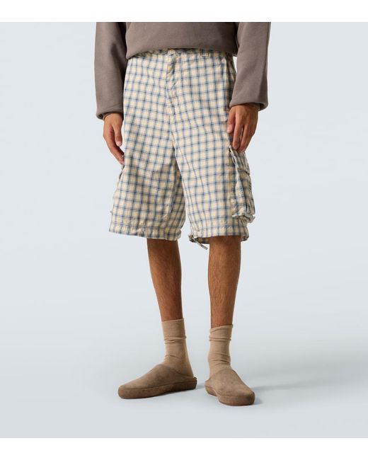 ERL White Checked Cotton Cargo Pants for men