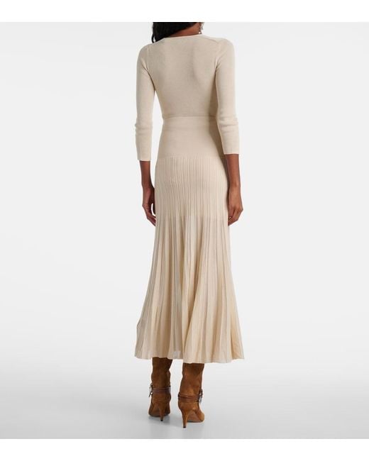 Isabel Marant Natural Ezra Pleated Semi-Sheer Crepe Skirt