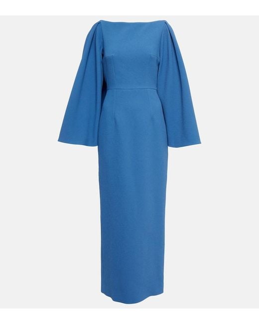 Emilia Wickstead Blue Niesha Crepe Midi Dress