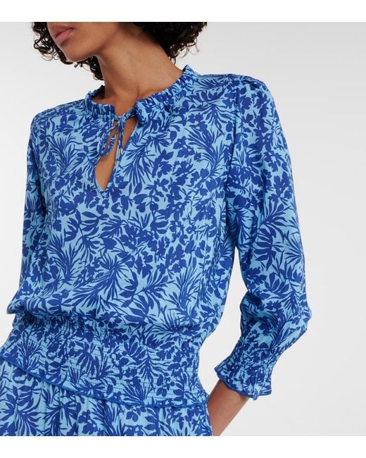 Heidi Klein Blue La Marquet Cotton-Blend Maxi Dress