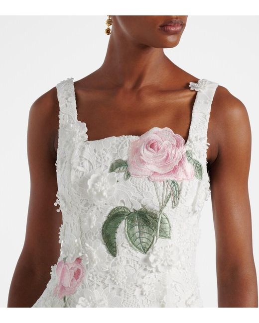 Vestido De Novia Midi Larissa De Encaje Floral LEO LIN de color White