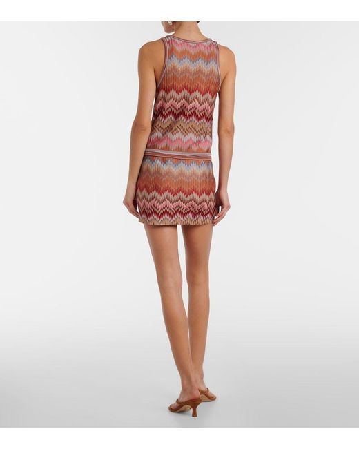 Missoni Red Zigzag Lame Miniskirt
