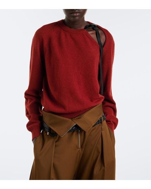 Ferragamo Red Cutout Wool And Cashmere-Blend Sweater