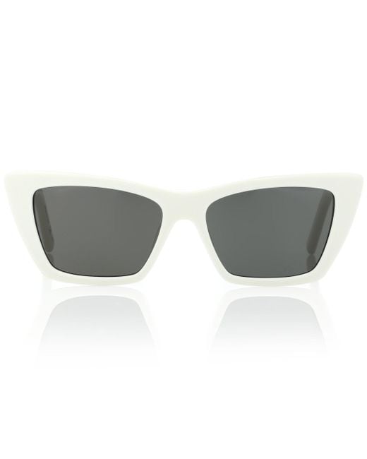 Saint Laurent White Mica Cat-eye Sunglasses
